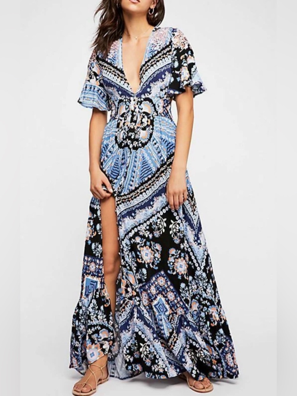 Free People Coco Printed Maxi Dress Size XS 💫